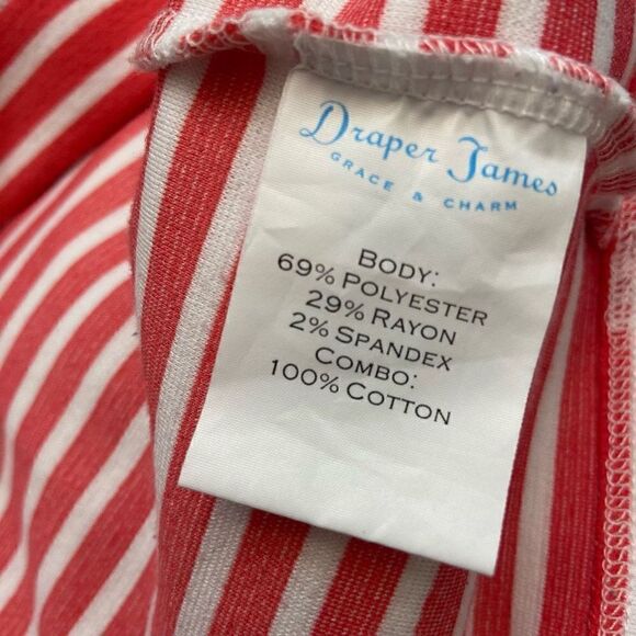 Draper James Sailor Stripe Flutter Sleeve Tee Coral White Large - Picture 5 of 6